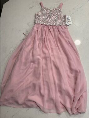 Mauve Pink Beaded Chiffon Party Dress NwT Girls Size 7